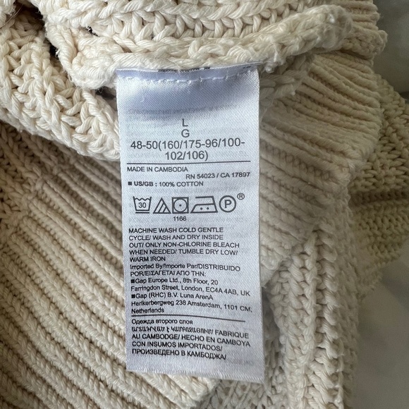Banana Republic 100% Organic Cotton Chunky Knit Oversized Boxy Sweater Large - Picture 15 of 16